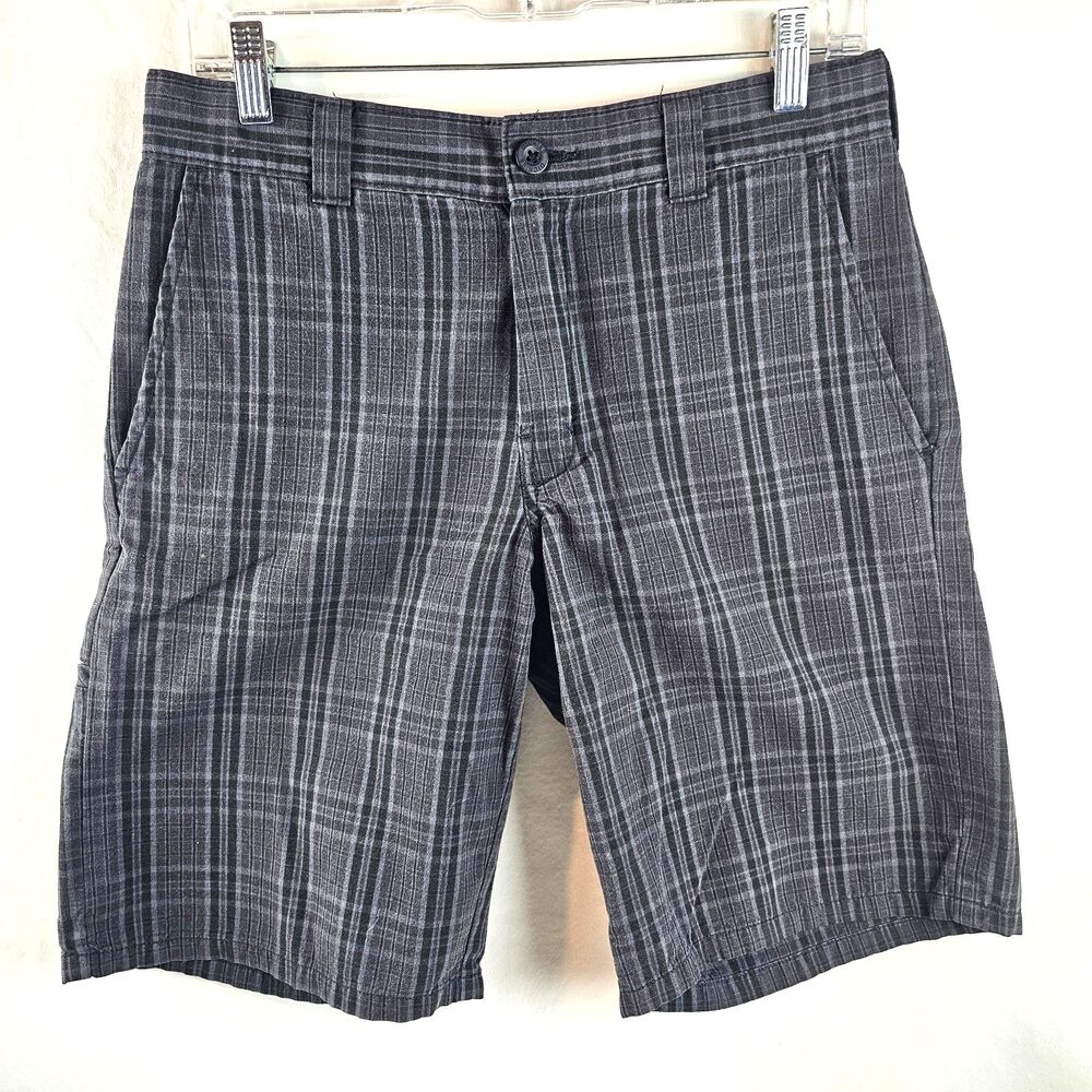 Dickies Shorts Mens 30 Gray Plaid Flat Front Workwear Casual Skater 10" Inseam